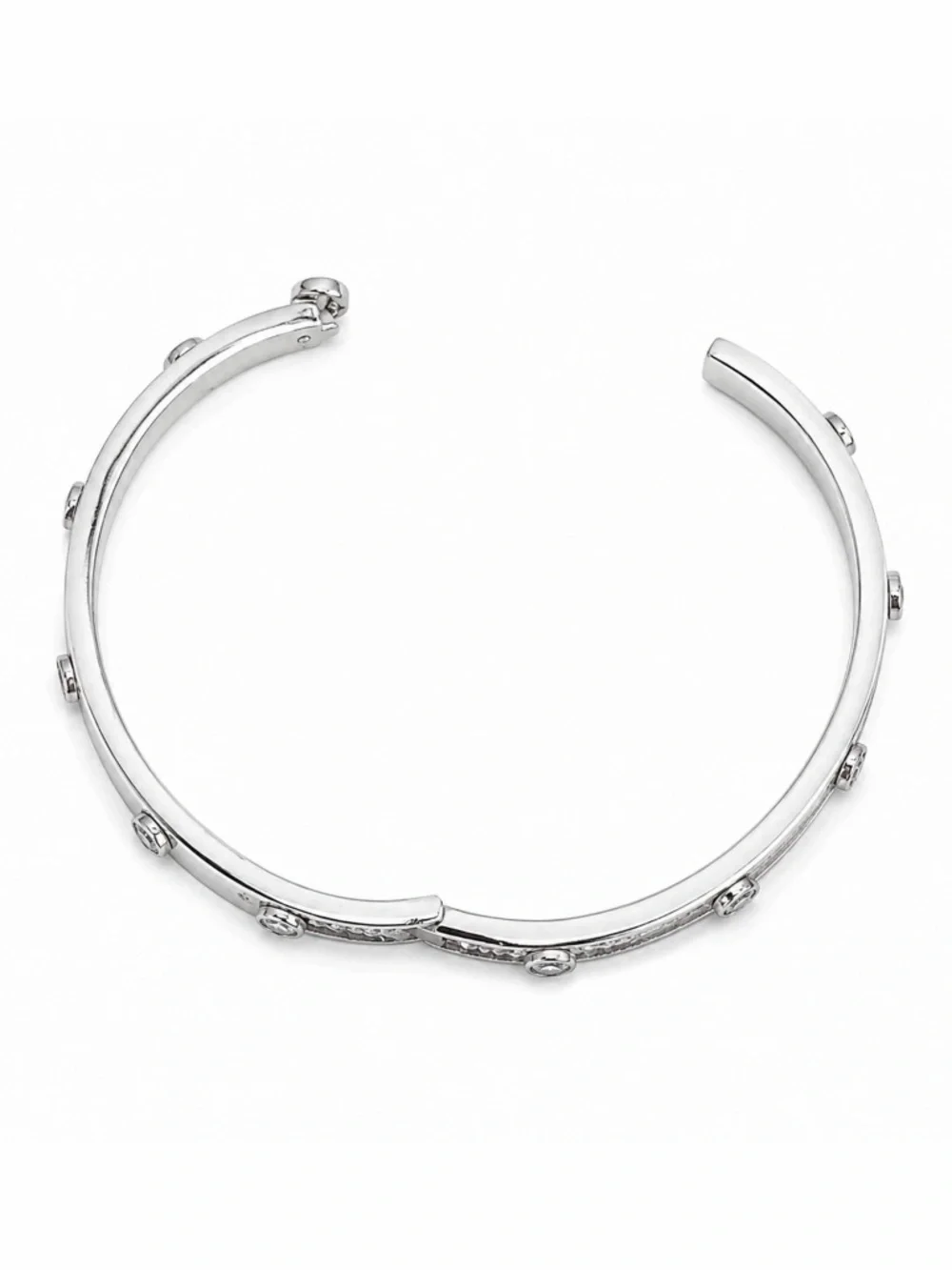 TORY BURCH • Silver Thin Icon Pave Crystal Hinge Bracelet